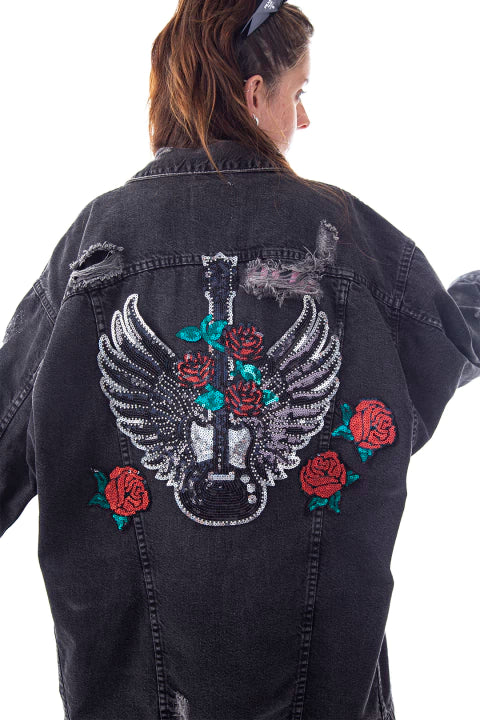 APLIQUE BORDADO TEMOADHESIVO GITARRA GUNS N ROSES - LA MERCERIE