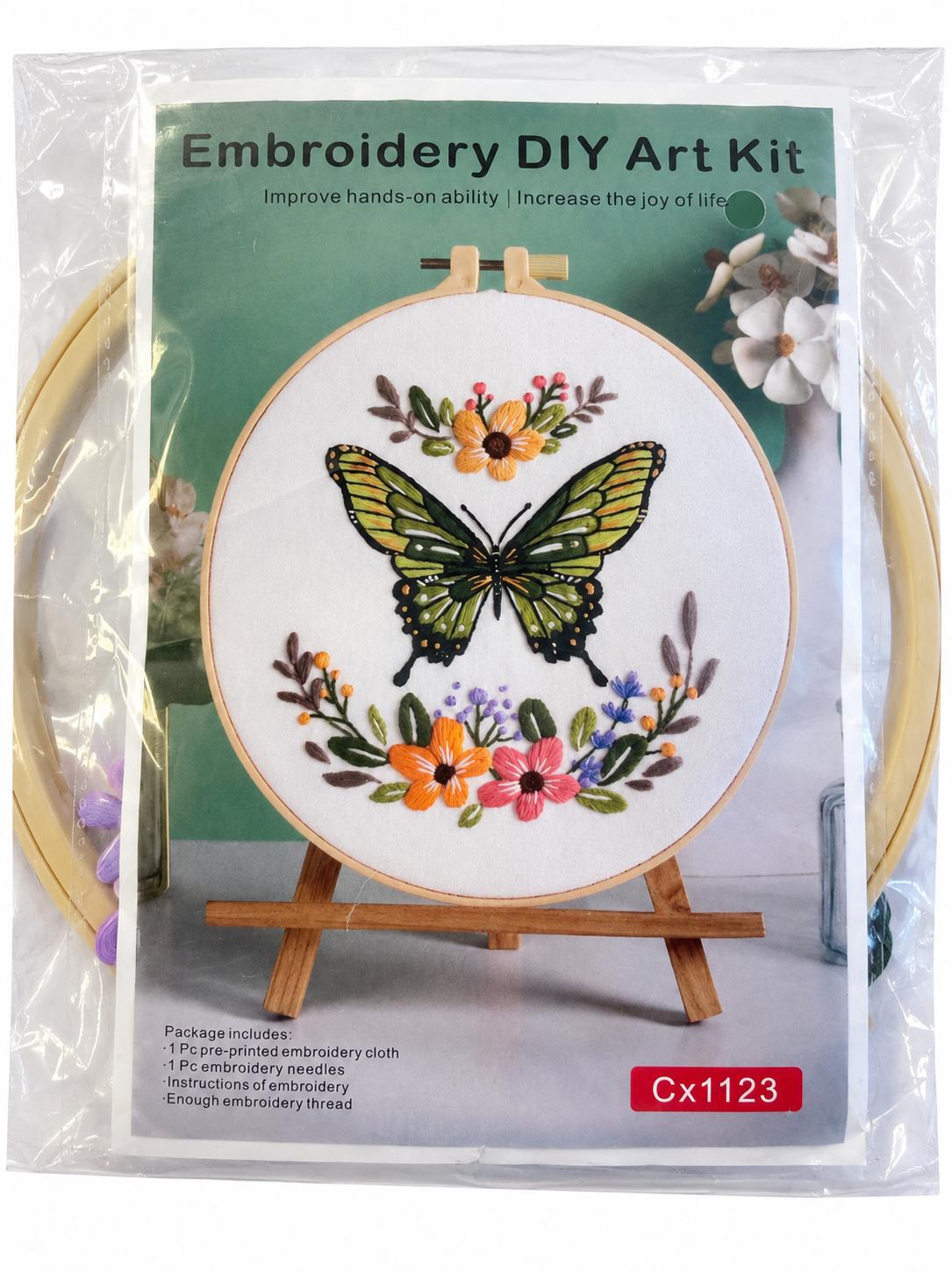Kit bordado mariposa verde