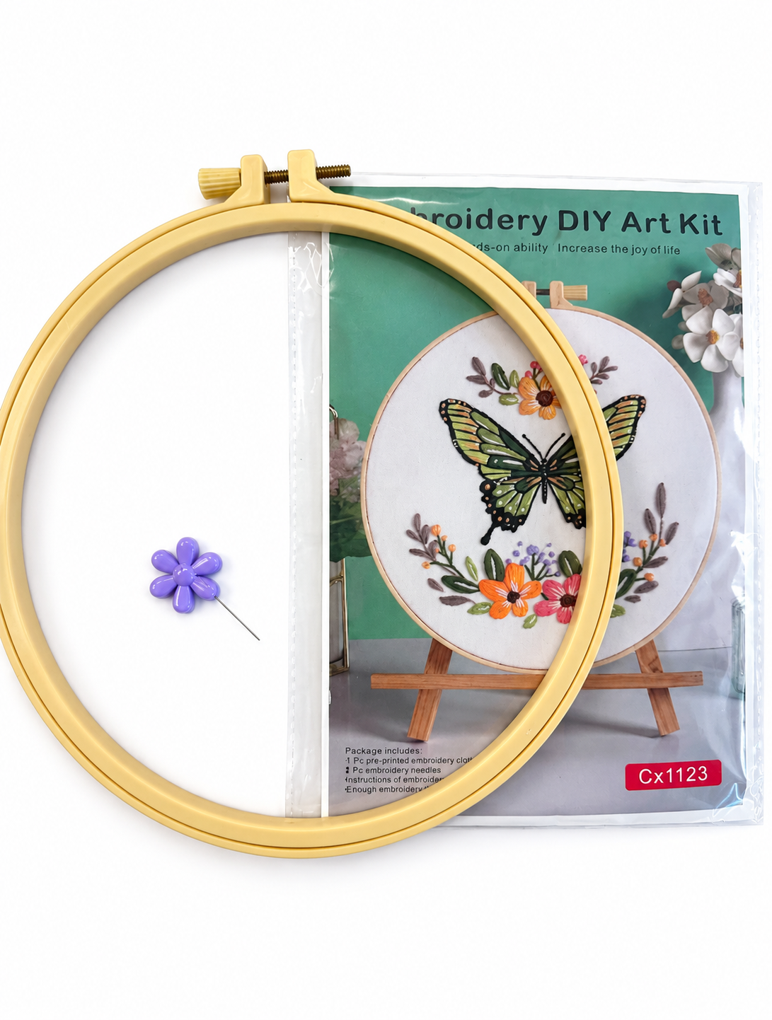 Kit bordado mariposa verde