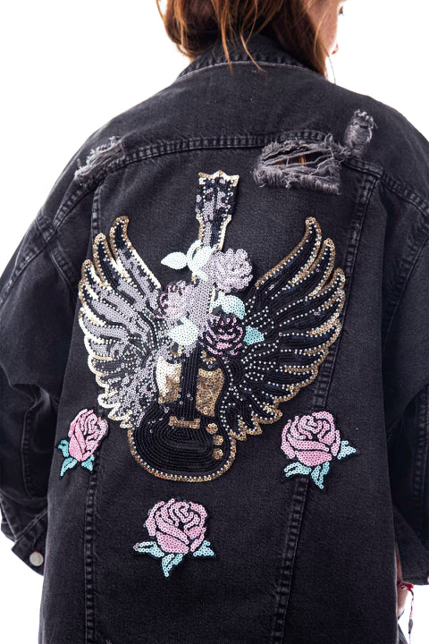 APLIQUE BORDADO TEMOADHESIVO GITARRA GUNS N ROSES - LA MERCERIE