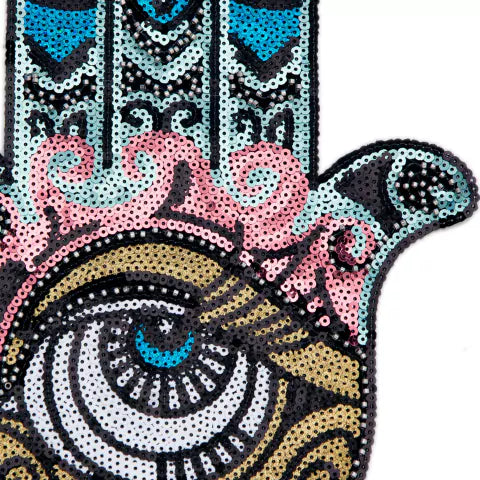 PARCHE BORDADO CON CANUTILLOS MANO DE HAMSA - LA MERCERIE