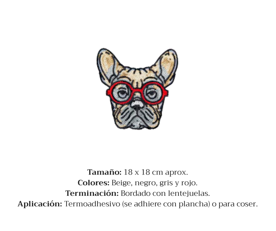 APLIQUE TERMOADHESIVO PERRO CON ANTEOJOS - LA MERCERIE
