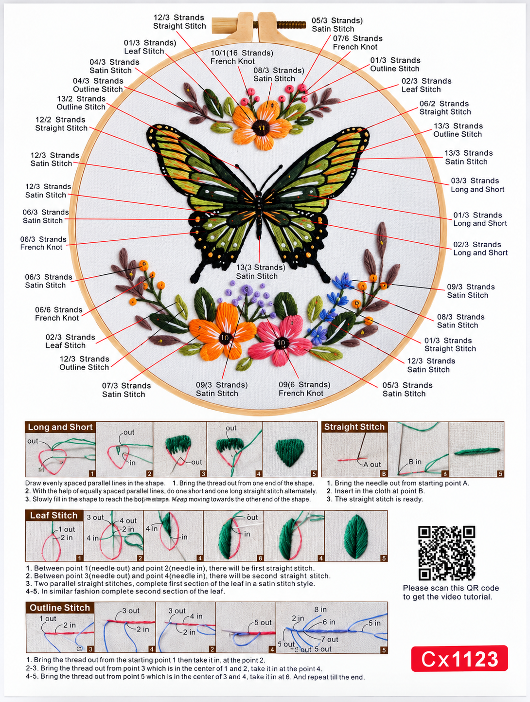 Kit bordado mariposa verde