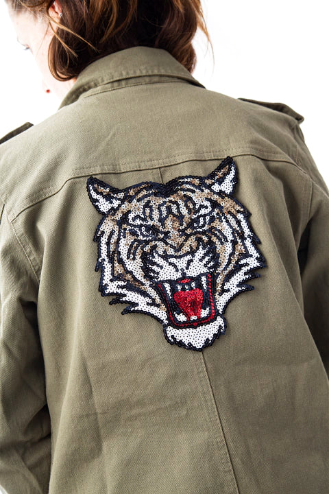 APLIQUE CON LENTEJUELAS TERMOADHESVO TIGRE - LA MERCERIE
