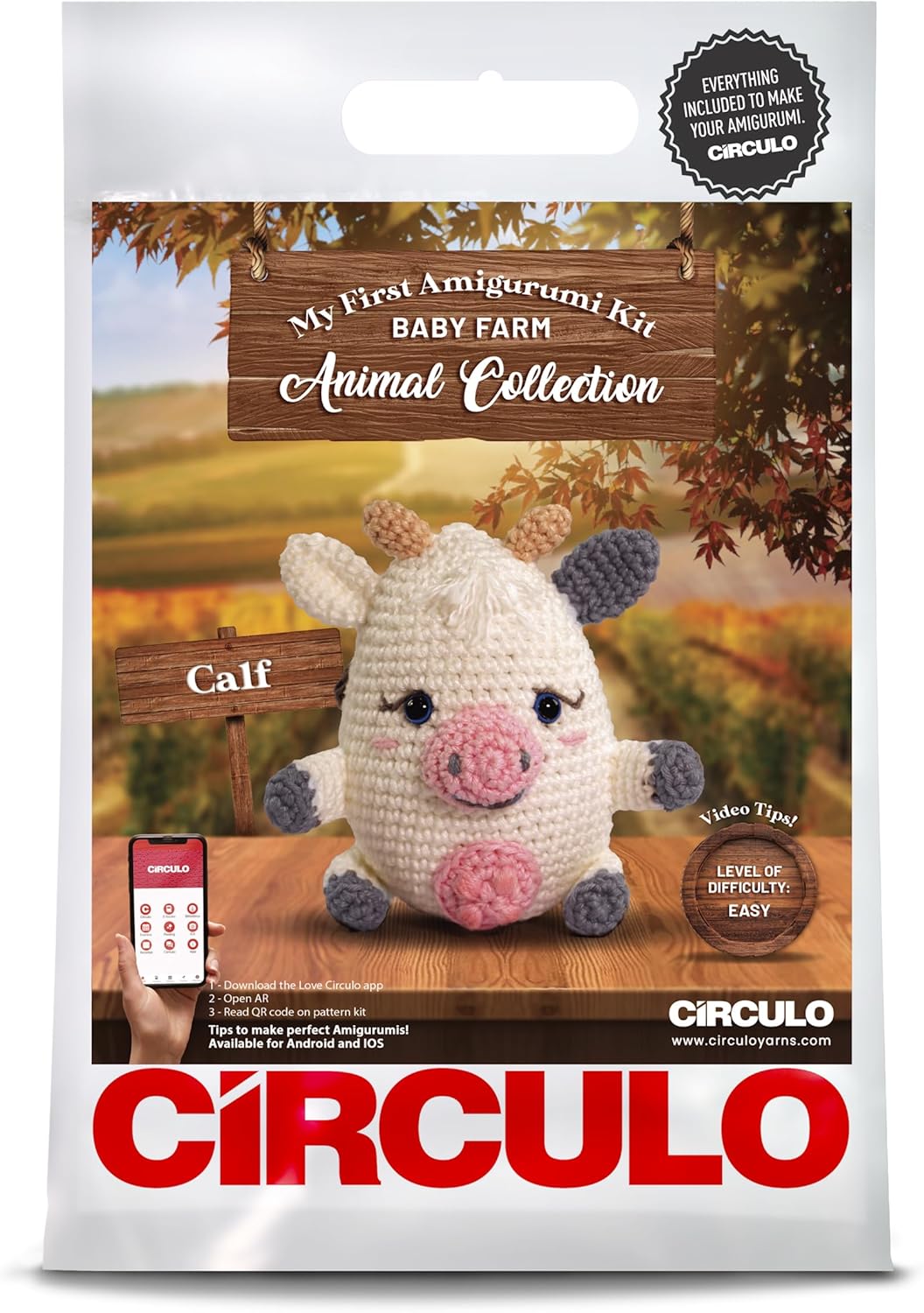 KIT AMIGURUMI ANIMALES DE LA GRANJA VAQUITA - CIRCULO
