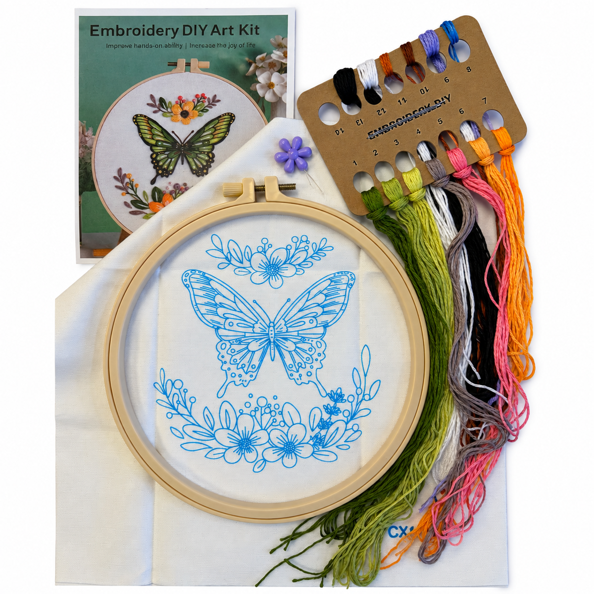 Kit bordado mariposa verde