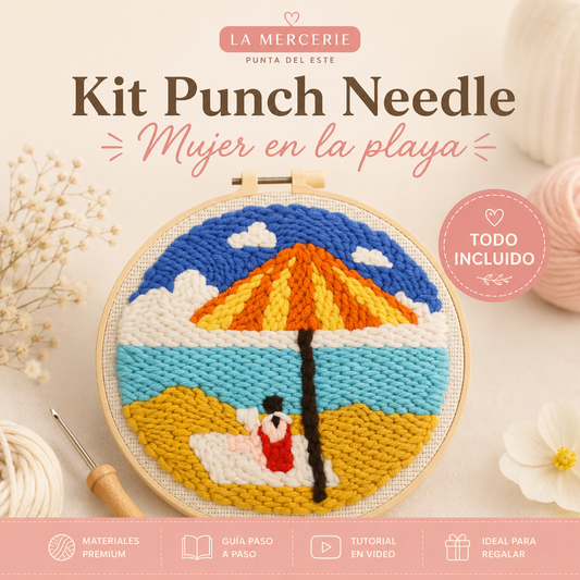 KIT PUNCH NEEDLE MUJER EN LA PLAYA - LA MERCERIE