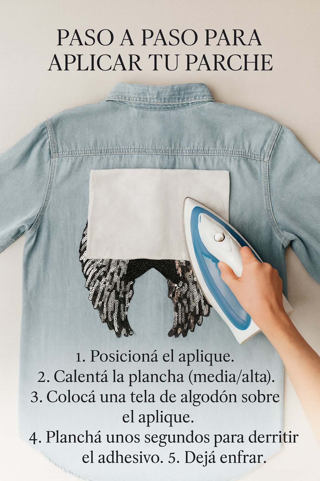 APLIQUE TERMOADHESIVO BORDADO CON LENTEJUELAS ESTRELLA CON ALAS - LA MERCERIE