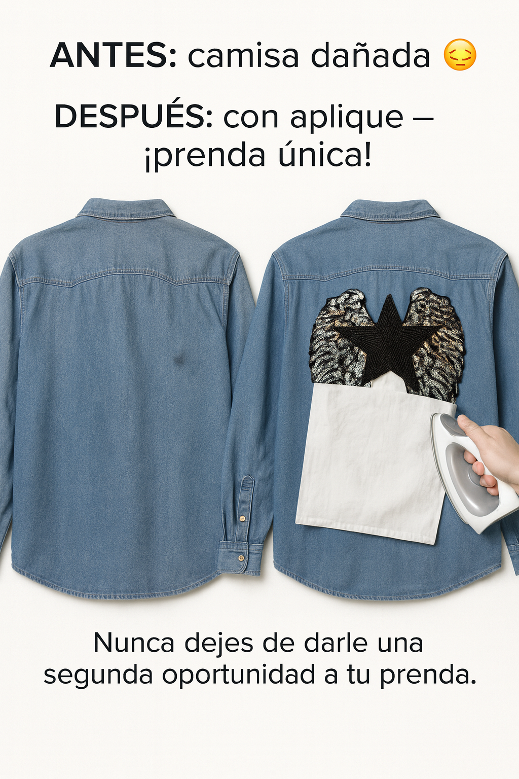 APLIQUE TERMOADHESIVO BORDADO CON LENTEJUELAS ESTRELLA CON ALAS - LA MERCERIE