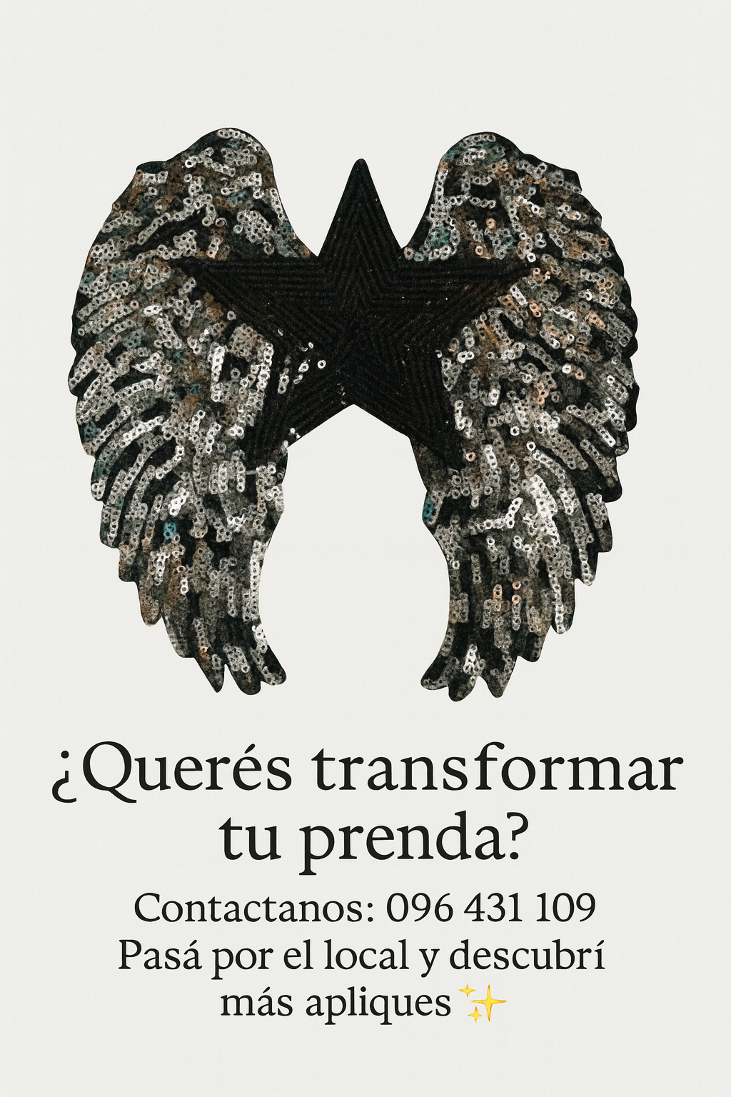 APLIQUE TERMOADHESIVO BORDADO CON LENTEJUELAS ESTRELLA CON ALAS - LA MERCERIE