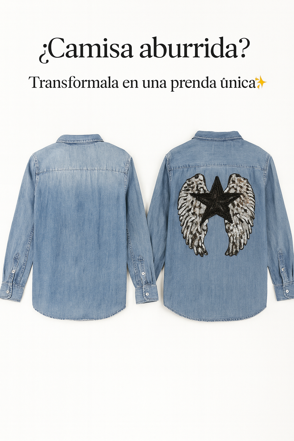 APLIQUE TERMOADHESIVO BORDADO CON LENTEJUELAS ESTRELLA CON ALAS - LA MERCERIE