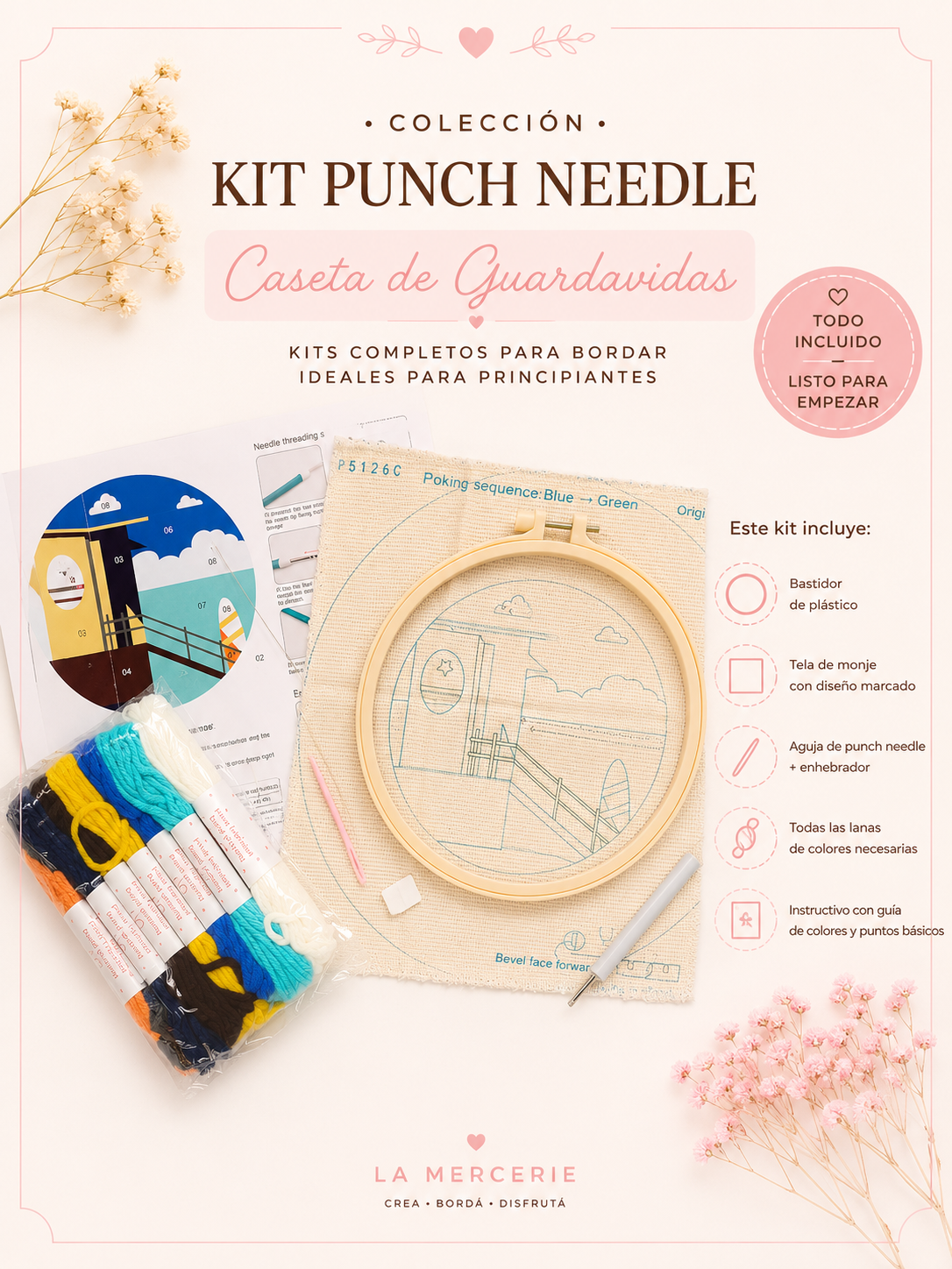 Kit Punch needle - Caseta de Guardavidas - La Mercerie