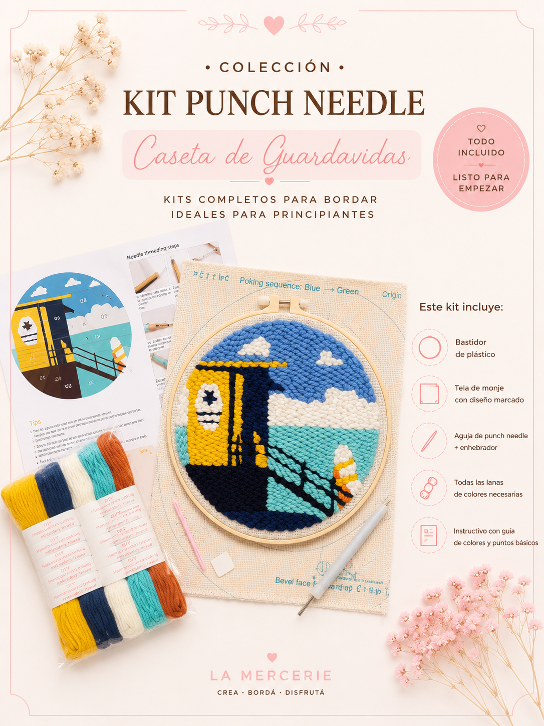 Kit Punch needle - Caseta de Guardavidas - La Mercerie