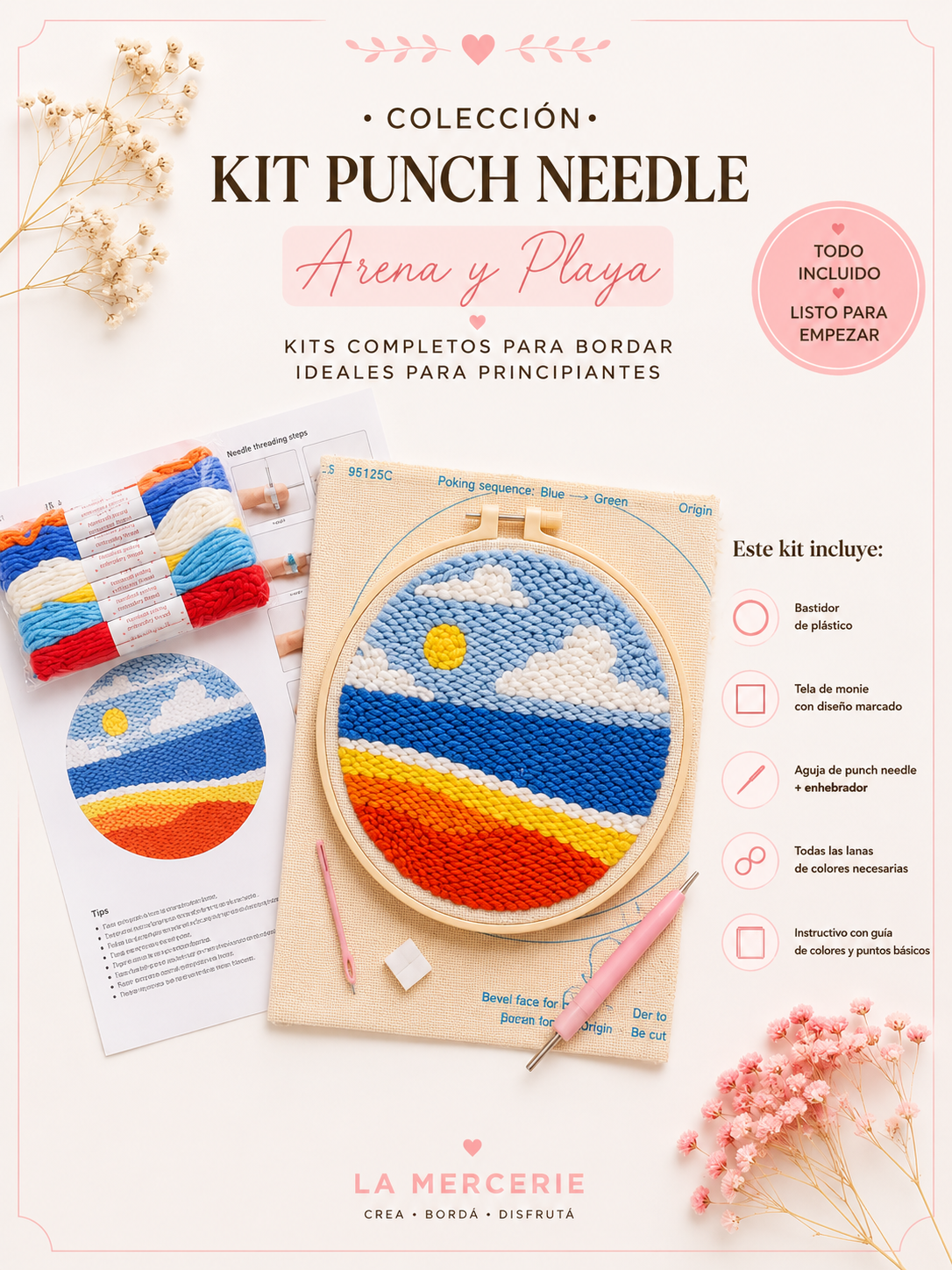 KIT PUNCH NEEDLE ARENA Y PLAYA