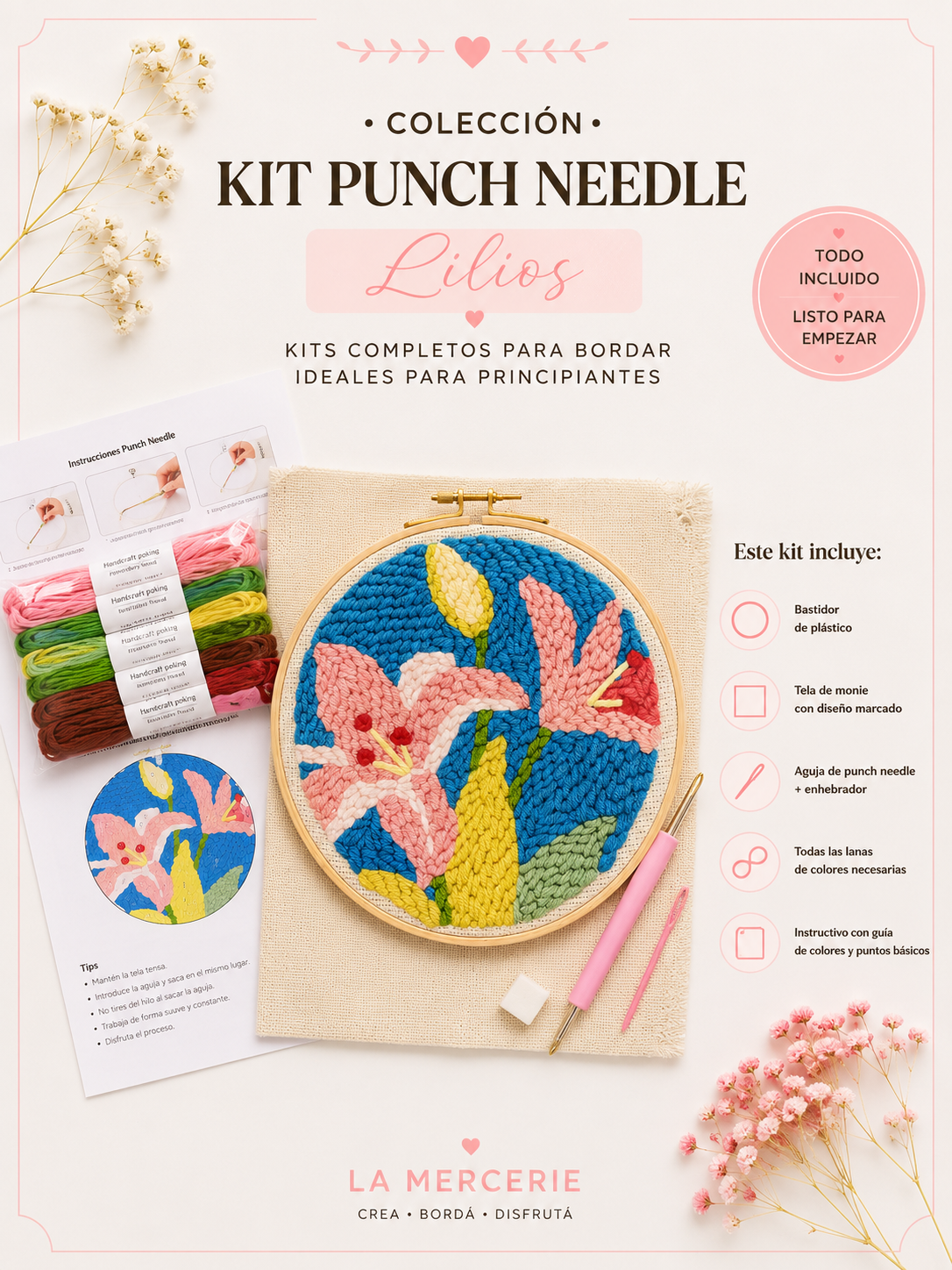 KIT DE PUNCH NEEDLE - LIRIOS- LA MERCERIE