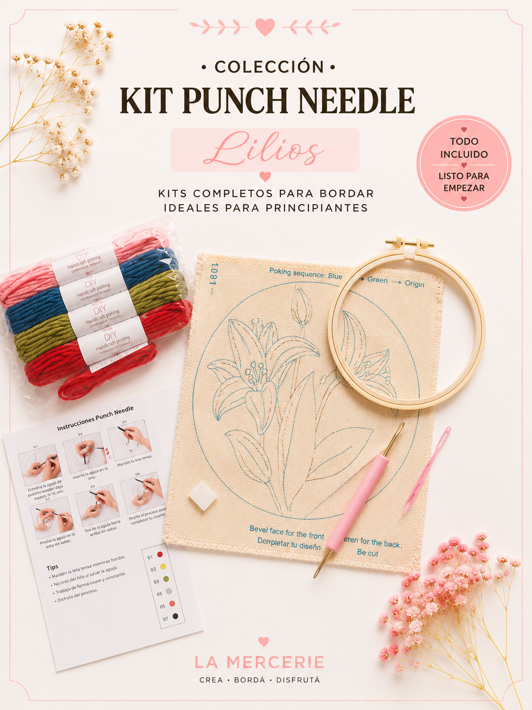 KIT DE PUNCH NEEDLE - LIRIOS- LA MERCERIE
