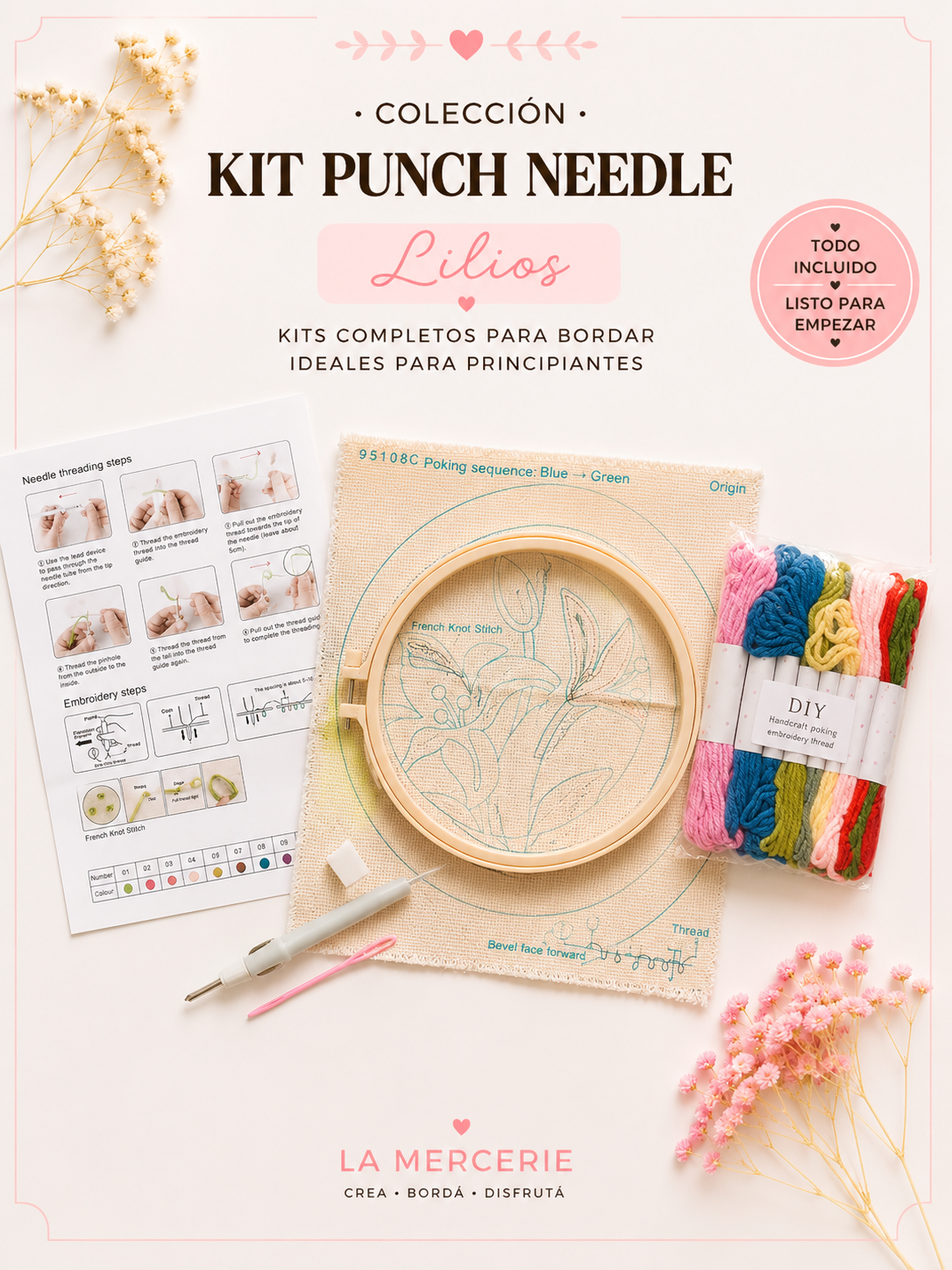 KIT DE PUNCH NEEDLE - LIRIOS- LA MERCERIE