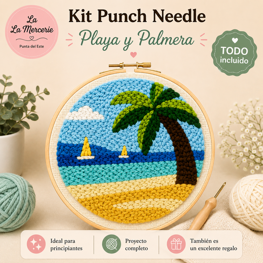 KIT PUNCH NEEDLE PALMERA PLAYA - LA MERCERIE