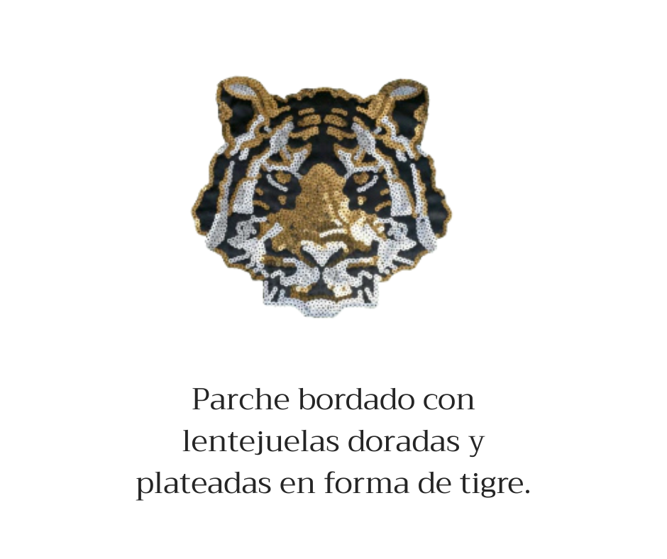 APLIQUE BORDADO Y ECOCUERO TIGRE BENGALI - LA MERCERIE
