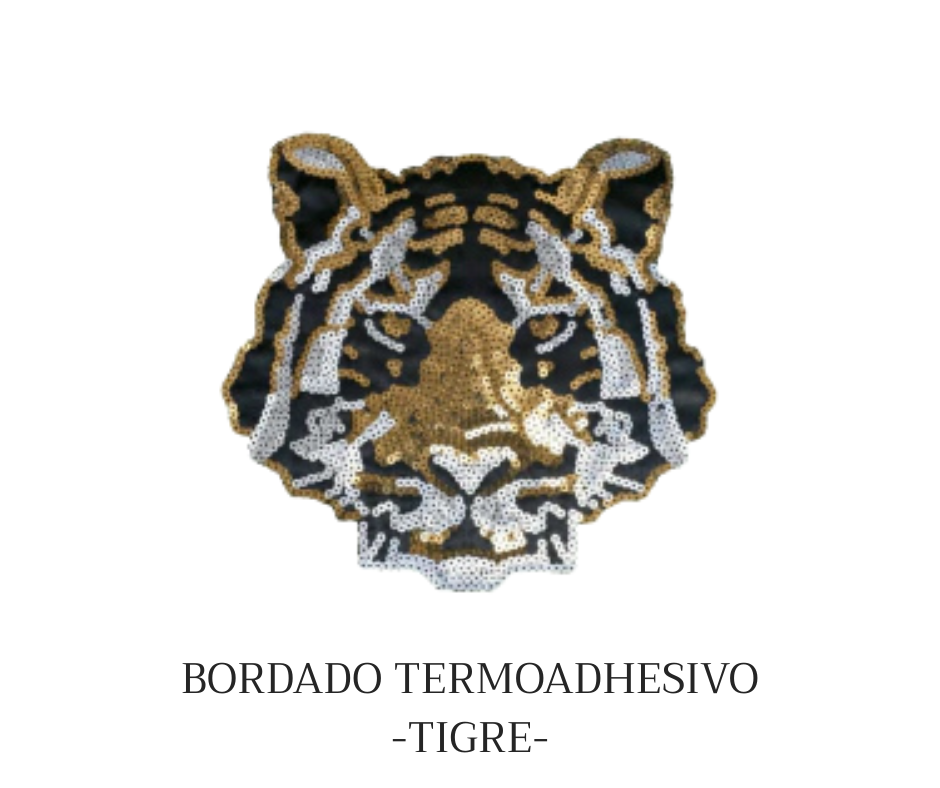 APLIQUE BORDADO Y ECOCUERO TIGRE BENGALI - LA MERCERIE