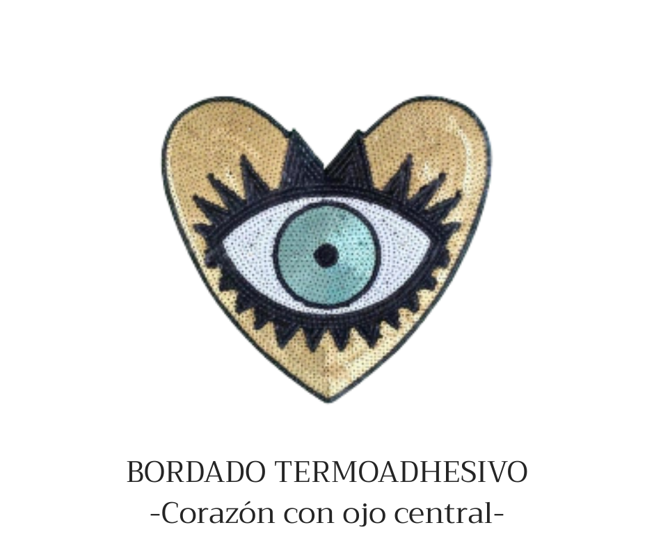APLIQUE BORDADO CON LENTEJUELA OJO CORAZON - LA MERCERIE