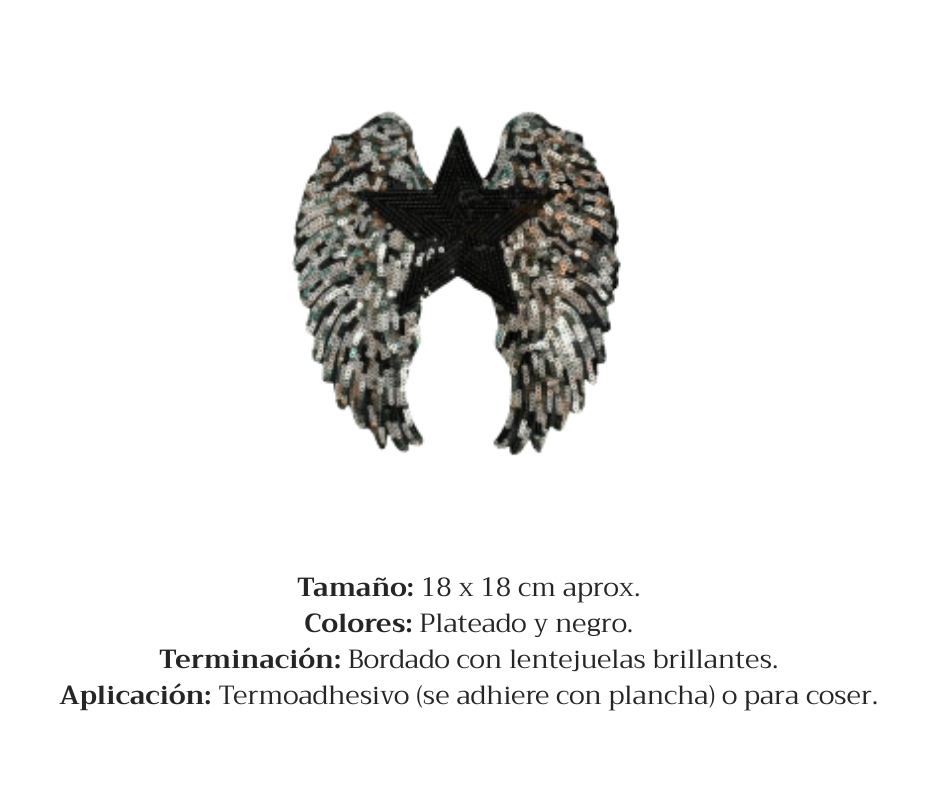 APLIQUE TERMOADHESIVO BORDADO CON LENTEJUELAS ESTRELLA CON ALAS - LA MERCERIE
