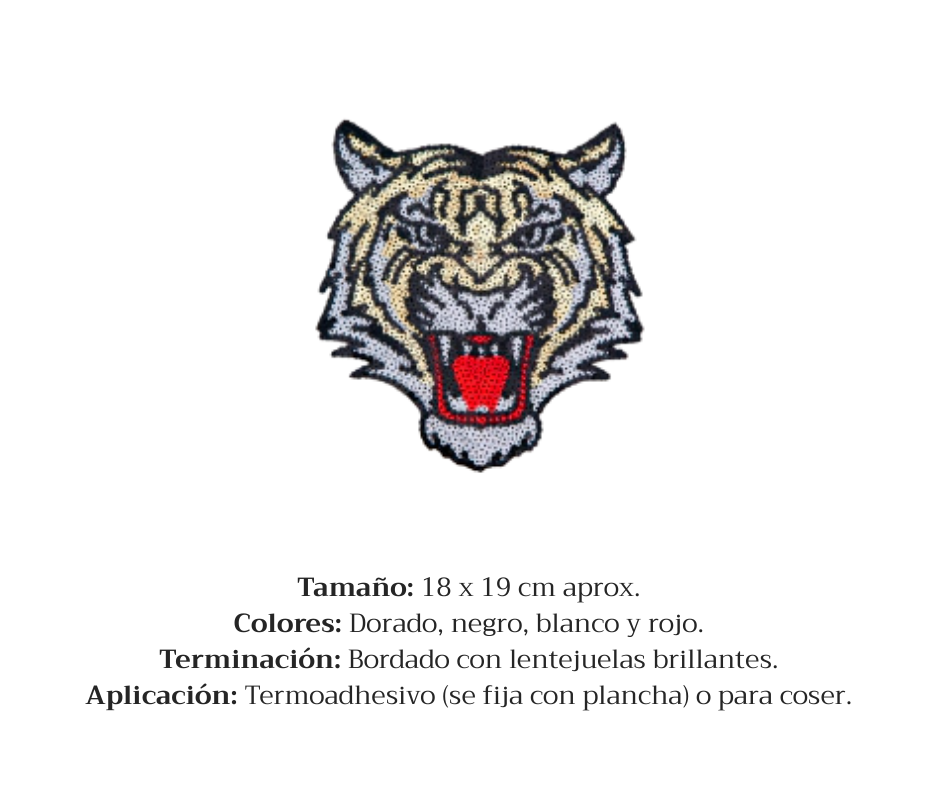 APLIQUE CON LENTEJUELAS TERMOADHESVO TIGRE - LA MERCERIE