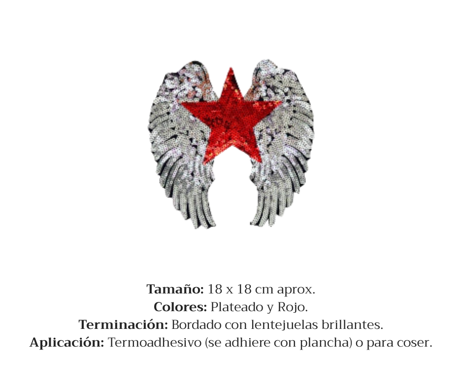 APLIQUE TERMOADHESIVO BORDADO CON LENTEJUELAS ESTRELLA CON ALAS - LA MERCERIE