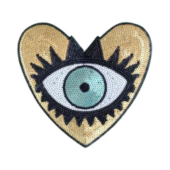 APLIQUE BORDADO CON LENTEJUELA OJO CORAZON - LA MERCERIE