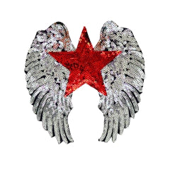 APLIQUE TERMOADHESIVO BORDADO CON LENTEJUELAS ESTRELLA CON ALAS - LA MERCERIE