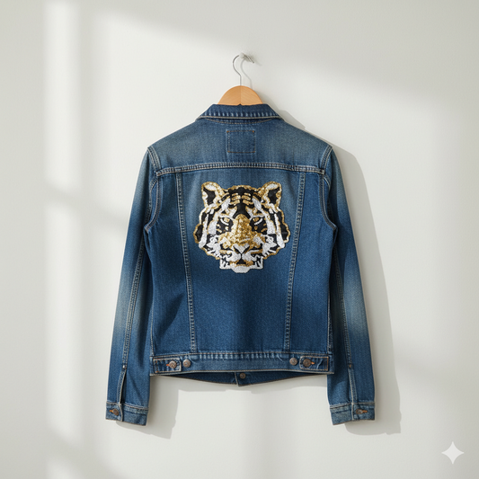 APLIQUE BORDADO Y ECOCUERO TIGRE BENGALI - LA MERCERIE