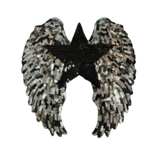 APLIQUE TERMOADHESIVO BORDADO CON LENTEJUELAS ESTRELLA CON ALAS - LA MERCERIE