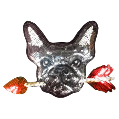 APLIQUE BORDADO CON LENTEJUELAS BULLDOG FRANCES - LA MERCERIE
