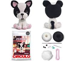 KIT AMIGURUMI CIRCULO COLECCION PERRO Y GATO -BULLDOG FRANCES