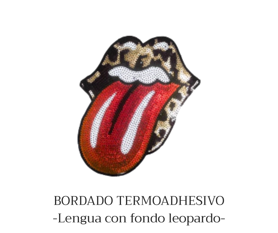 APLIQUE TERMOADHESIVO BORDADO LENGUA ROLLING ANIMALPRINT - LA MERCERIE