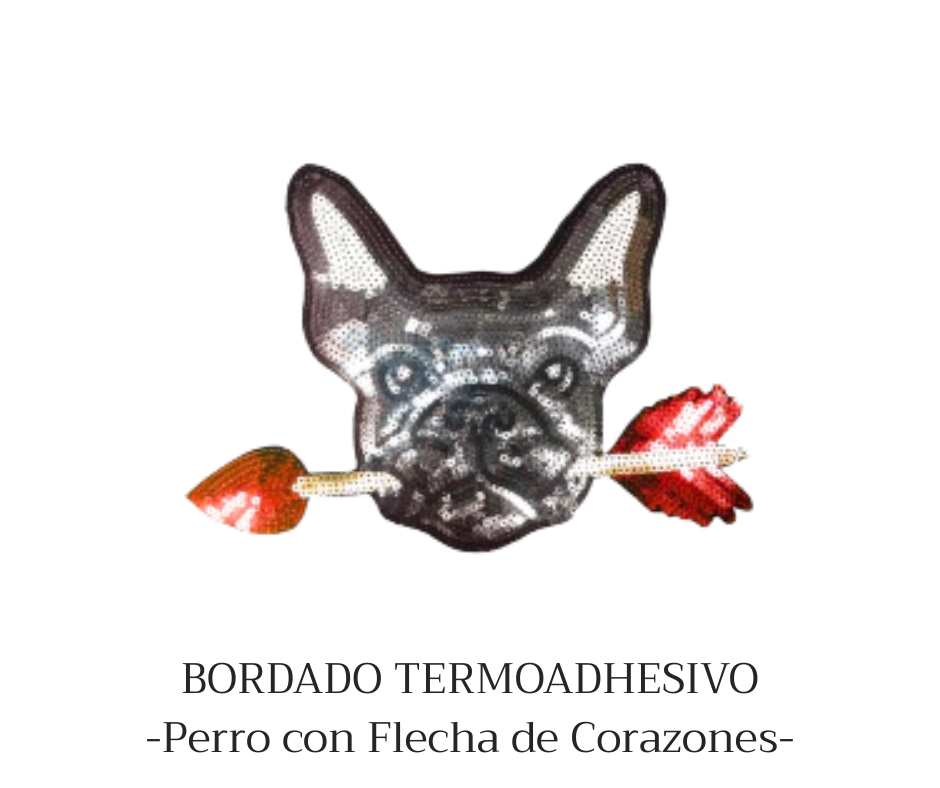 APLIQUE BORDADO CON LENTEJUELAS BULLDOG FRANCES - LA MERCERIE