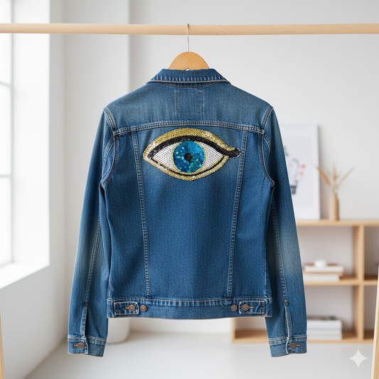 APLIQUE BORDADO CON LENTEJUELAS OJO - LA MERCERIE