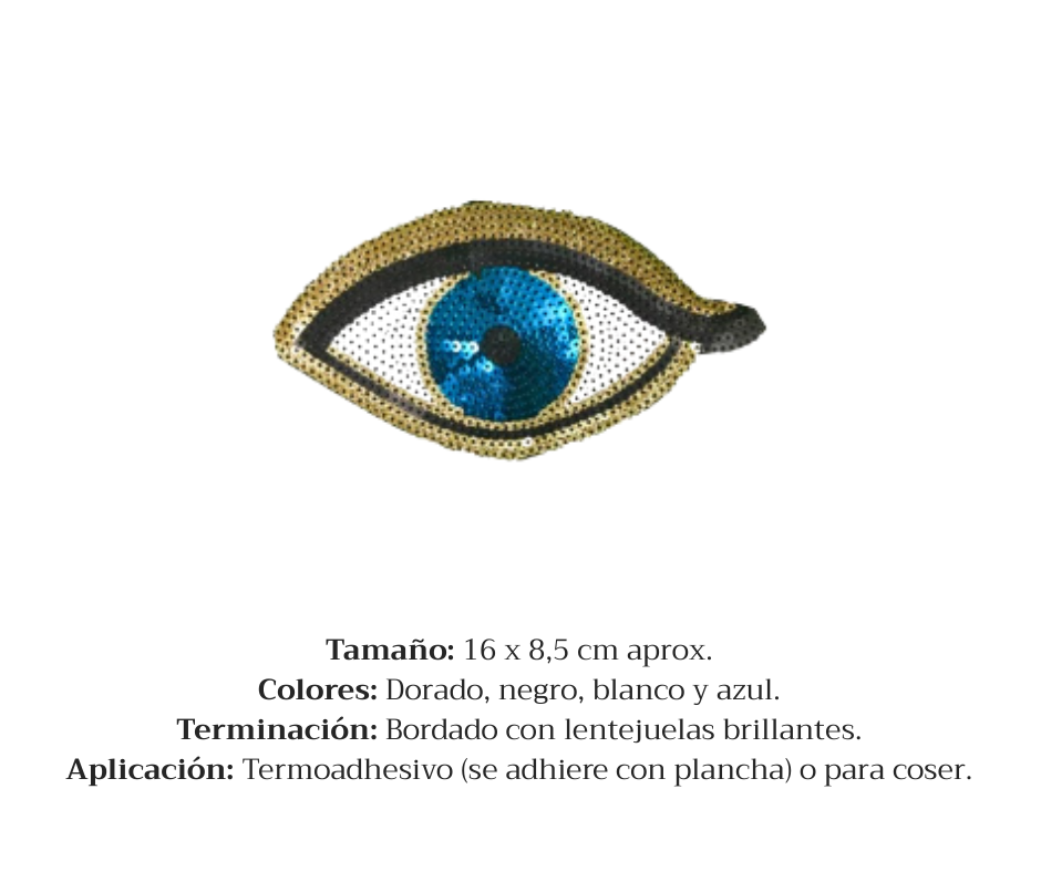 APLIQUE BORDADO CON LENTEJUELAS OJO - LA MERCERIE