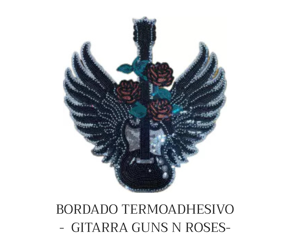 APLIQUE BORDADO TEMOADHESIVO GUITARRA GUNS N ROSES - LA MERCERIE