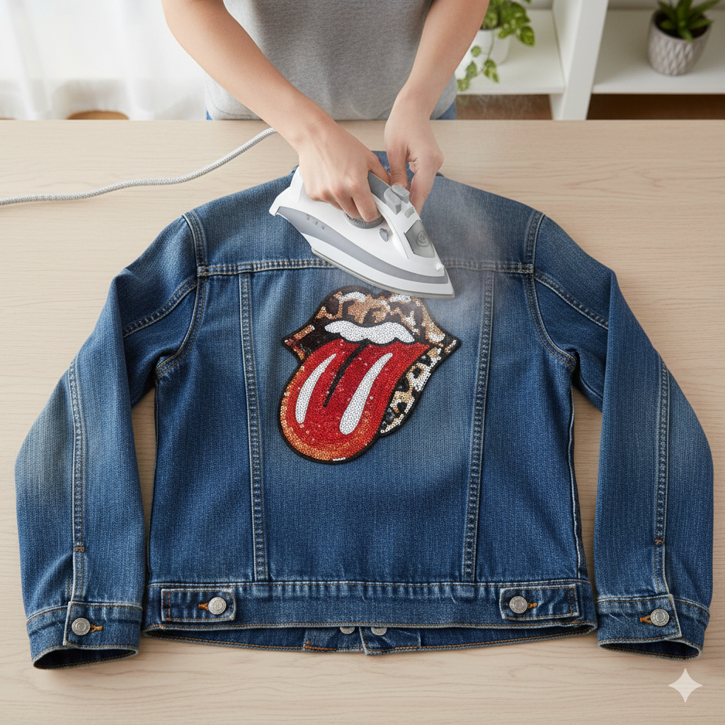 APLIQUE TERMOADHESIVO BORDADO LENGUA ROLLING ANIMALPRINT - LA MERCERIE