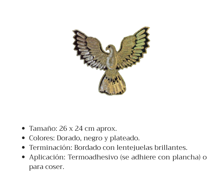 APLIQUE BORDADO CON LENTEJUELAS AGUILA DORADA - LA MERCERIE