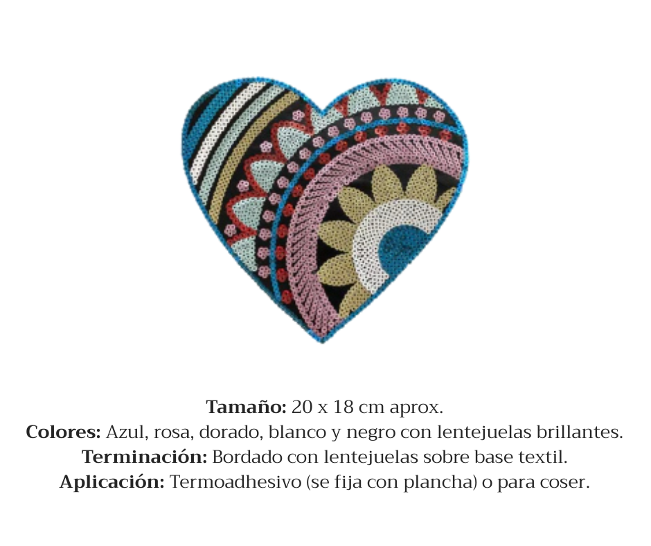 PARCHE TERMOADHESIVO CORAZON MANDALA - LA MERCERIE