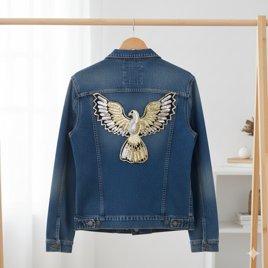 APLIQUE BORDADO CON LENTEJUELAS AGUILA DORADA - LA MERCERIE